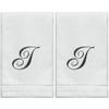 Monogrammed Fingertip Towels, Personalized Gift, 11 x 18 in, Black Embroidery, Extra Absorbent, 100% Cotton, for Bathroom, Kitchen, or Spa, Initial I (White) view 1