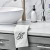 Monogrammed Fingertip Towels, Personalized Gift, 11 x 18 in, Black Embroidery, Extra Absorbent, 100% Cotton, for Bathroom, Kitchen, or Spa, Initial I (White) view 2