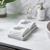 Monogrammed Fingertip Towels, Personalized Gift, 11 x 18 in, Black Embroidery, Extra Absorbent, 100% Cotton, for Bathroom, Kitchen, or Spa, Initial I (White) view 3