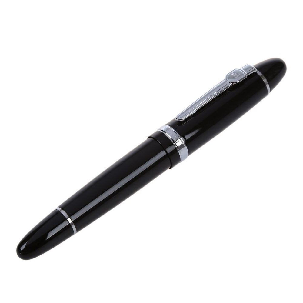 Jufjsfy "159" Black and Silver M-Nib Fountain Pen for Gifts