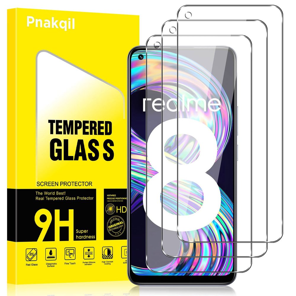 Pnakqil 3-Pack 9H Screen Protector for Realme 8 Pro 4G/Realme 8 4G, 6.4-inch HD Clear Protective Film