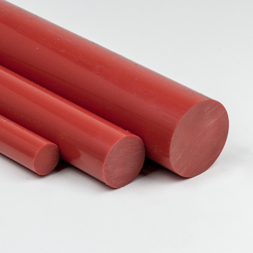 Red PVC Round Rod 12 mm, 700 mm Long, Cut to Length