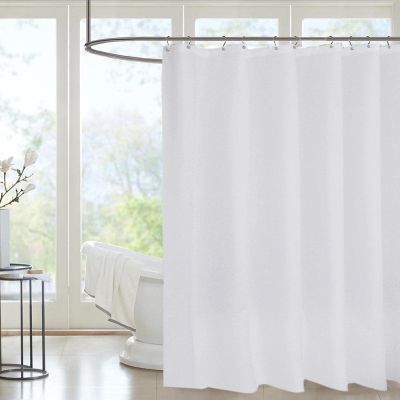Waterproof Pure White Shower Curtain with Hooks, 120 x 213 cm
