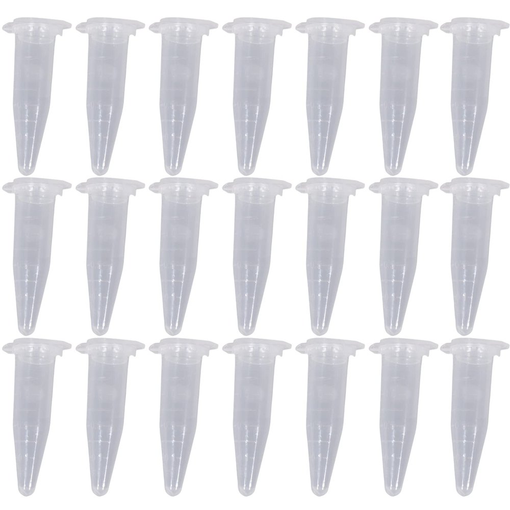 OSHLANT 100-Piece 1.5 mL Laboratory Mini Plastic Centrifuge Vials with Snap Caps, 42 x 11 mm, Clear