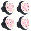 JDEZ White Flower and Ladybug Pattern Crystal Glass Cabinet Knobs, Round Handles with Screws, Set of 4 view 2