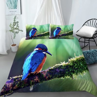 NDXRWDZR Kingfisher Bedding Set 155 x 220 cm, Blue, with Zipper