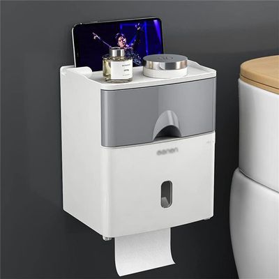 YQBUER Multifunctional Waterproof Toilet Paper Holder, Gray