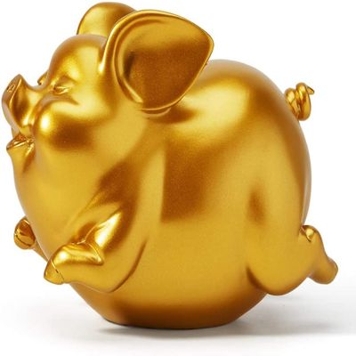 Nordic Cute Golden Piggy Bank Decor, 8.3 in