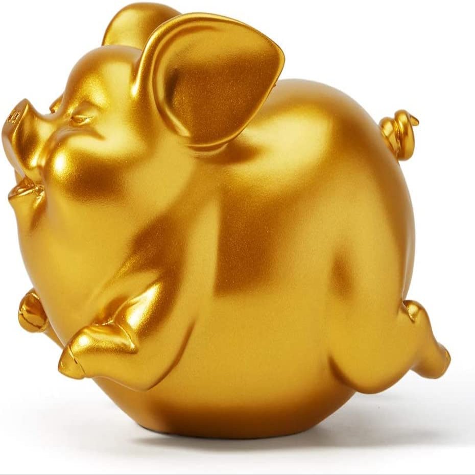 Nordic Cute Golden Piggy Bank Decor, 8.3 in