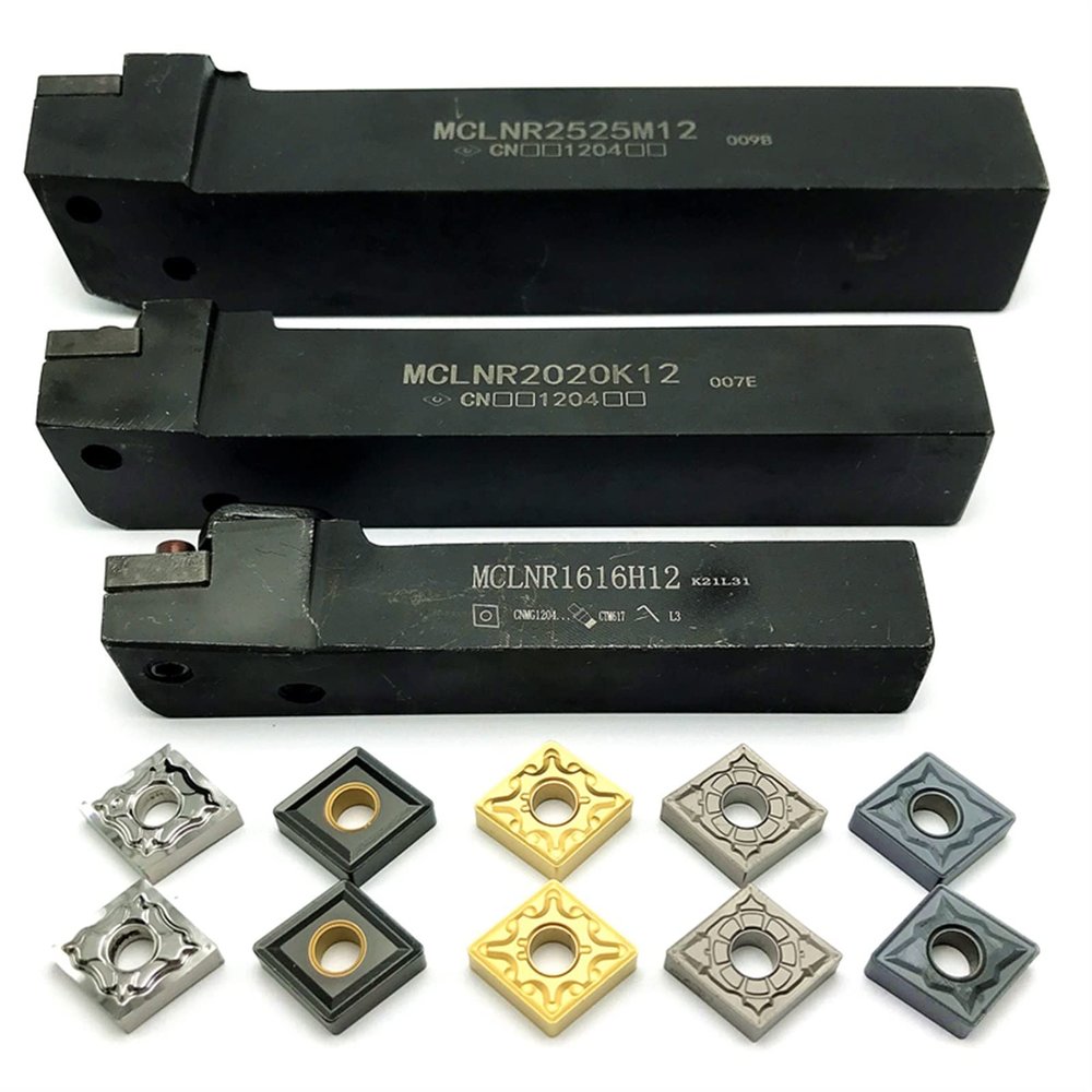 1 External Turning Tool Holder + 10 Carbide Inserts, YIJIAN (Angle: MCLNR3232P12, Shank Diameter: CNMG120404-FG)