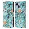 Head Case Designs Official Micklyn Le Feuvre Ocean Aqua Art Nouveau Peach Blossom Pattern 2 Leather Wallet Case for Apple iPhone 14 Plus view 1