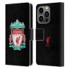 Head Case Designs Official Liverpool FC Black 1 Crest 1 Leather Wallet Case for Apple iPhone 14 Pro view 1