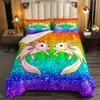Axolotl Rainbow Ombre Glitter Duvet Cover Set, 200 x 200 cm view 3