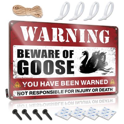 Decorative Bar Signs, Beware of Geese Tin Sign, Beer and Yard Decor (30 x 40 cm)
