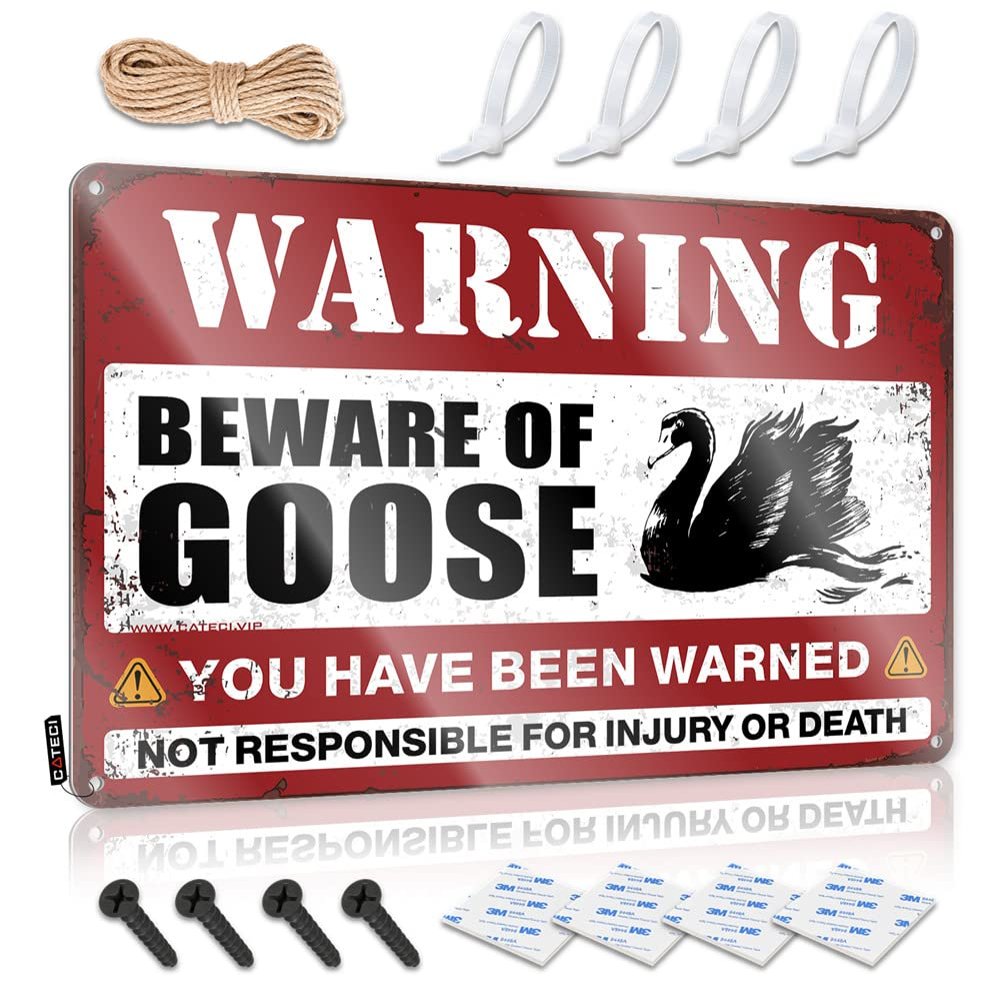 Decorative Bar Signs, Beware of Geese Tin Sign, Beer and Yard Decor (30 x 40 cm)