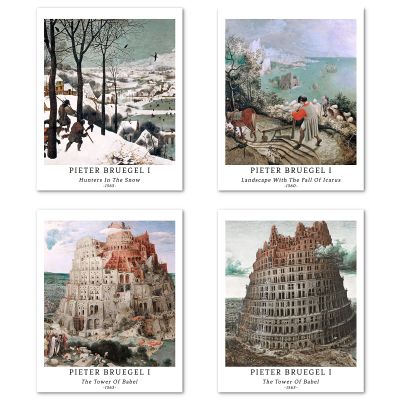 Pieter Bruegel the Elder Classic Landscape Poster Set, 4 Unframed Prints, 20 x 25 cm