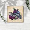 Raven on Skull Halloween Wooden Wall Sign with Purple Flower, 8 x 8 in view 3