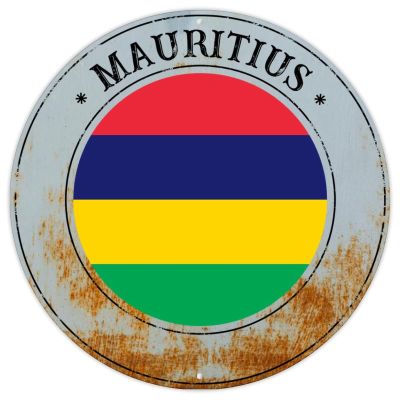 Mauritius National Flag Aluminum Metal Sign, Vintage Round Wall Decor, 22.9 x 22.9 cm