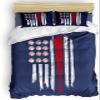 NEKOMARUKE Blue Baseball American Flag Bedding Set, 135 x 200 cm view 1