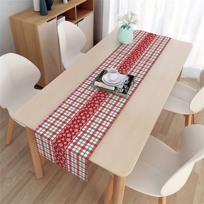 Highdi Modern Red Plaid Table Runner, 33 x 180 cm
