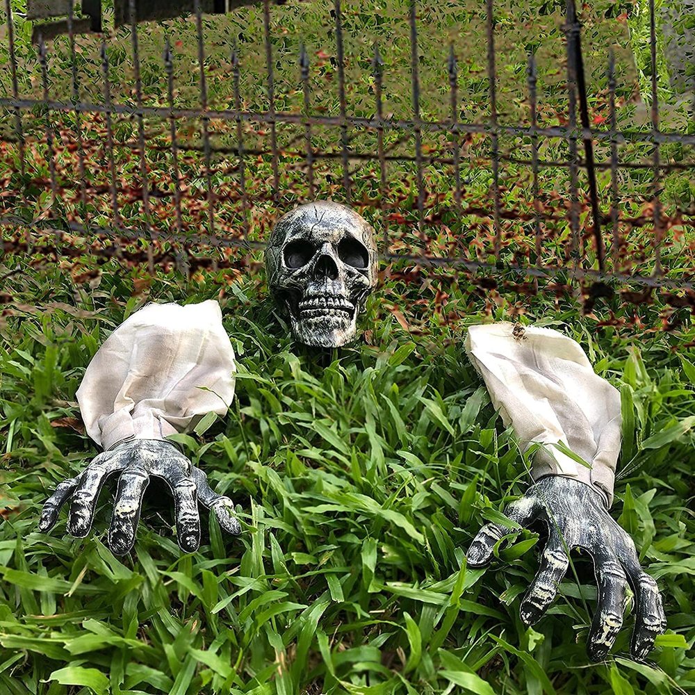 BENGZAN Halloween Skeleton Yard Stakes with Skull and Arms