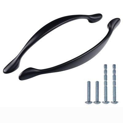 Cosnys 10-Pack Solid Matte Black Cabinet Handles, Arch-Shaped, 128 mm Hole Spacing