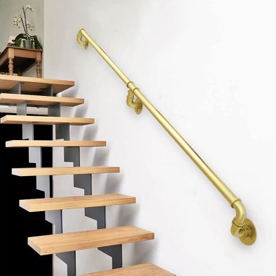 Complete Stair Handrail Set, 1 m, Gold-Tone Metal