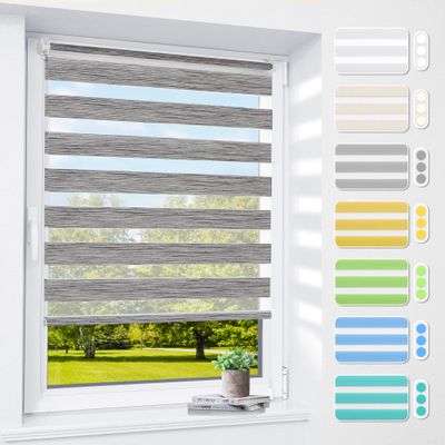 Dual Roller Blind, No-Drill or Drill Mount, 40 x 150 cm, Marble Gray