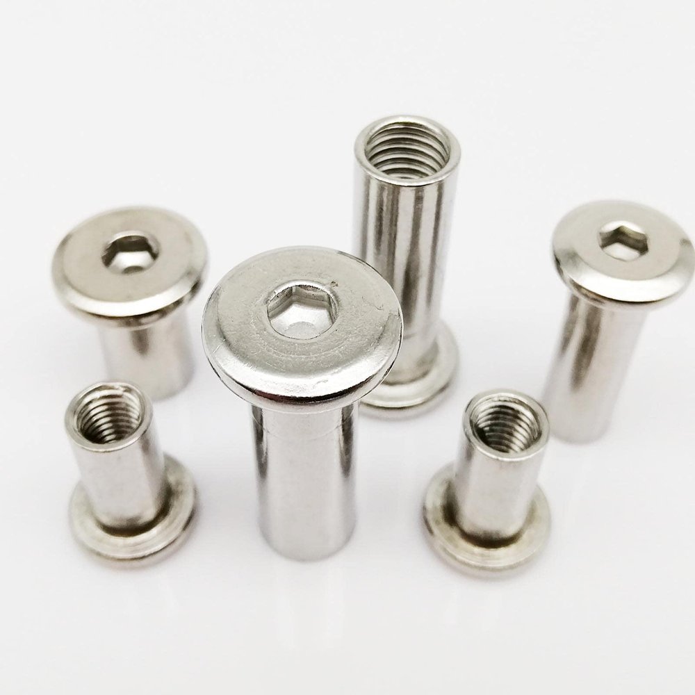 AHSKY 1/5-Piece 304 Stainless Steel M6/M8 Large Flat Hex Socket-Head Furniture Rivet Nut Inserts (5 pcs, M6 x 20 mm)
