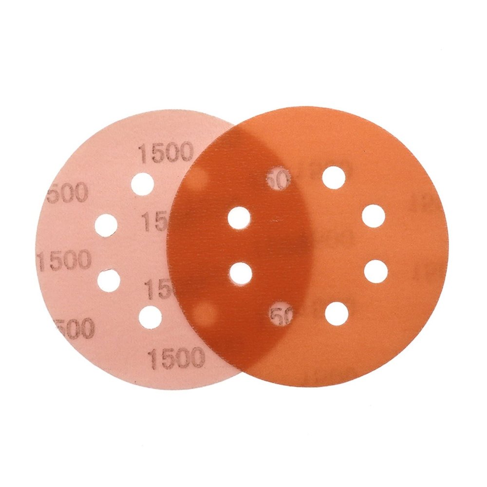 ZSBLXHHJD Sandpaper, 5-Pack, 5 in (125 mm), 8-Hole, Soft Super-Fine Wet/Dry Hook-and-Loop, 1500 Grit