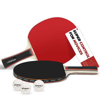 ZTTENLLY Table Tennis Paddle Set, 2-Piece, with Balls & Storage Case | Better Control | Sticky Inverted Rubber | Indoor & Outdoor