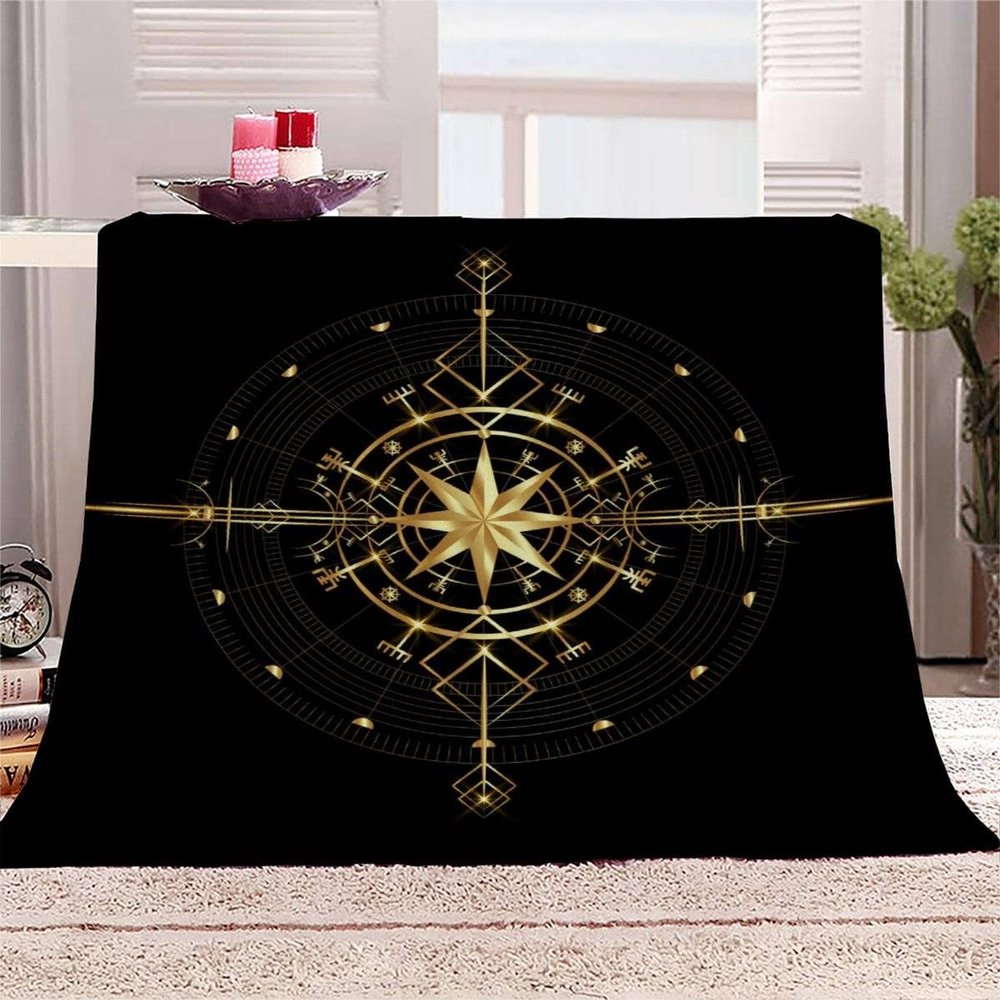 Aolity Viking Magic Sailing Compass Cozy Blanket, 130 x 150 cm, Extra Soft Microfiber Throw