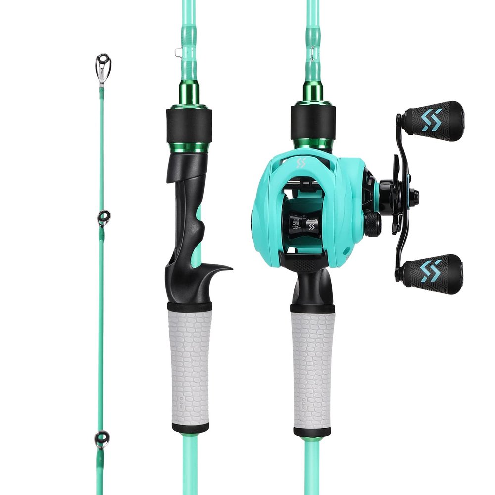 One Bass Spirit Flame Fishing Rod and Reel Combo, 1.8 m, Casting Blue, Right-Handed