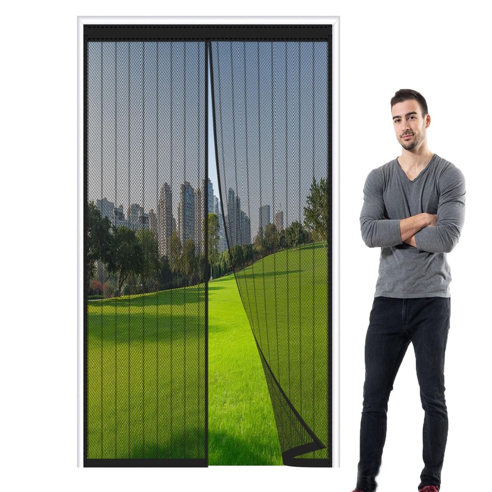 Magnetic Fly Screen Door Curtain, No-Drill Insect Screen for Balcony and Patio Doors, 135 x 235 cm (53 x 92 in)