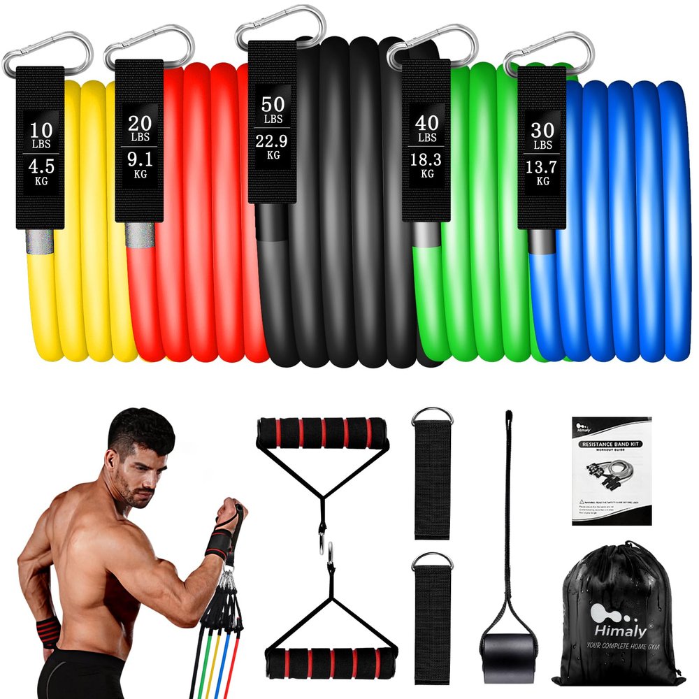 Resistance Band Set with Handles, Up to 68 kg, 5-Piece