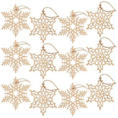 com-four 12-Piece Wooden Christmas Tree Ornament Set