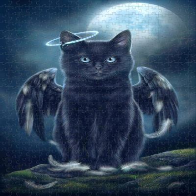 5,000-Piece Wooden Puzzle for Adults - Black Cat Angel