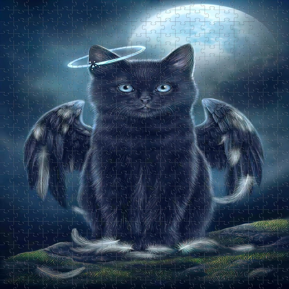 5,000-Piece Wooden Puzzle for Adults - Black Cat Angel
