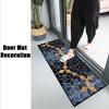 Ufamiluk Blue, Black & Beige Geometric Runner Rug, Non-Slip, Washable, Water- and Weather-Resistant, 35.4 x 149.6 in view 2