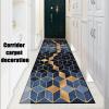 Ufamiluk Blue, Black & Beige Geometric Runner Rug, Non-Slip, Washable, Water- and Weather-Resistant, 35.4 x 149.6 in view 3
