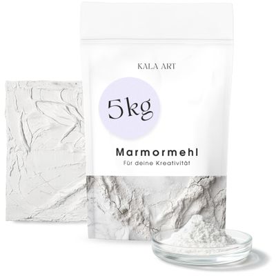 Kala Art Marble Powder Calcium Carbonate 5 kg – Bright White, Very Fine (<30 µm)