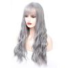 FAMoUsGoods Synthetic Wig, Long Wavy Pink Wig with Bangs, Reddish-Brown Synthetic Hair Cosplay Wig, Women's Heat-Resistant Fiber Wig (Bulk Buy: 1 PC, Color: Grey) view 1