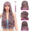 FAMoUsGoods Synthetic Wig, Long Wavy Pink Wig with Bangs, Reddish-Brown Synthetic Hair Cosplay Wig, Women's Heat-Resistant Fiber Wig (Bulk Buy: 1 PC, Color: Grey) view 2