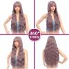 FAMoUsGoods Synthetic Wig, Long Wavy Pink Wig with Bangs, Reddish-Brown Synthetic Hair Cosplay Wig, Women's Heat-Resistant Fiber Wig (Bulk Buy: 1 PC, Color: Grey) view 3