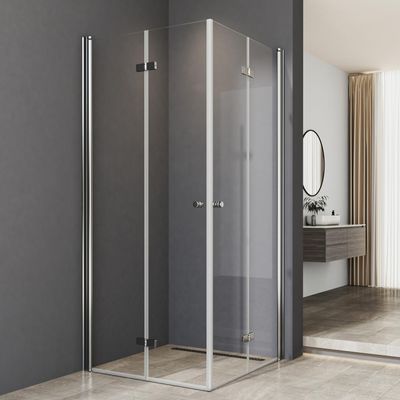 Shower Enclosure 100 x 80 cm, Corner Entry, Folding Doors, 6 mm Tempered Glass