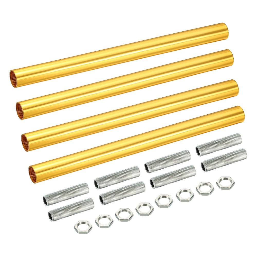 Sourcing Map 4-Piece M10 Extension Rod Set, 200 mm Coupling Nuts with Threaded Tubes, Gold
