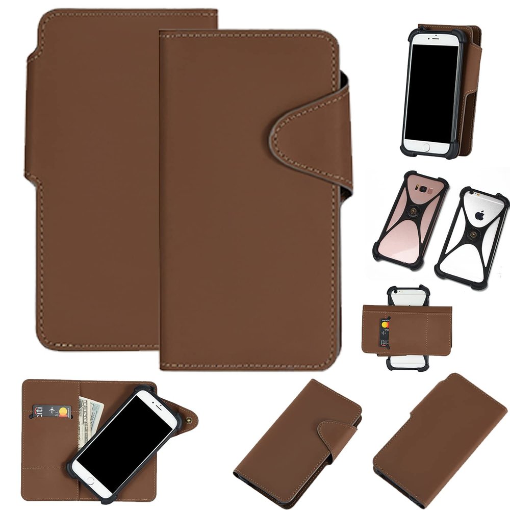 K-S-Trade Premium Faux Leather Wallet Case for Xiaomi Mi 11i, Brown