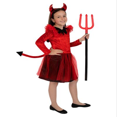 Funidelia Devil Girl Costume with Tail and Tiara, Ages 3–4
