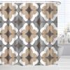 YTITILUCK Gray and Beige Abstract Geometric Flower Shower Curtain, 235 x 160 cm (W x L) view 3
