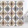 YTITILUCK Abstract Geometric Flower Shower Curtain, Brown, Gray and Beige, 110 x 160 cm view 1